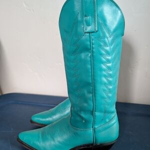 Turquoise Western Leather Boots